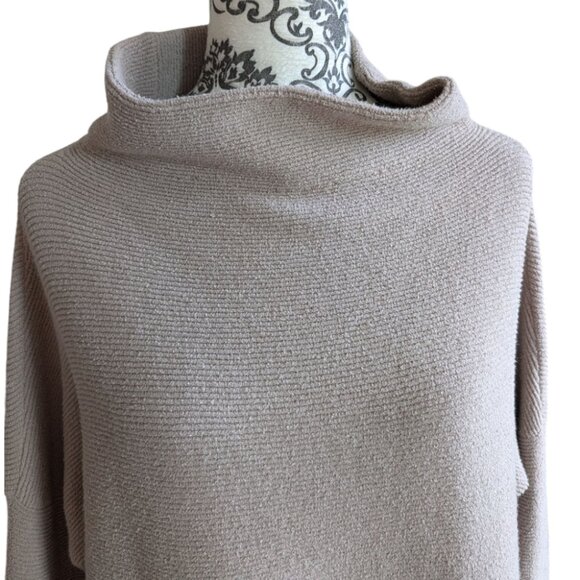 Free People Ottoman Slouchy Tunic Sweater Dress Oyster Beige Cotton Women Small - Picture 6 of 14
